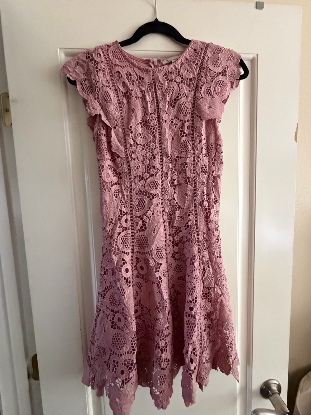 the clothing company Dusty Pink Lace Midi Dress